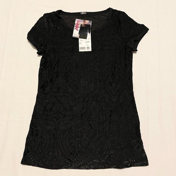 Janira Tops Womens Short Sleeve Velvet Top Size Medium - Picture 1 of 16